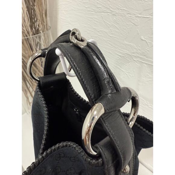 Gucci GG Canvas Monogram Large Horsebit Chain Hobo Black - Picture 4 of 4